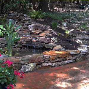 Pond with patio - Pondscapes Maryland